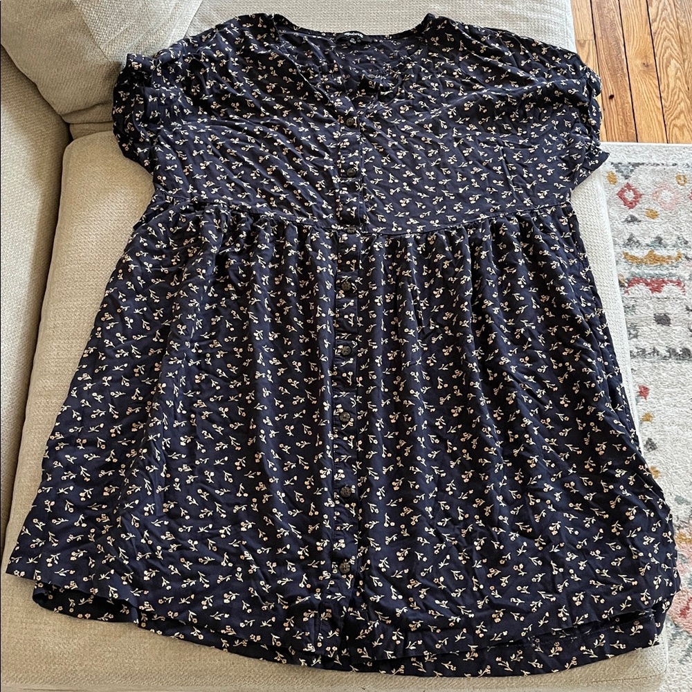 Madewell Mini Dress Button Front Spring Fling Floral Size XL